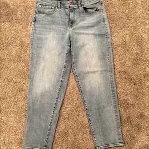 Talbots Blue Cropped Ankle Jeans with Distressed Look